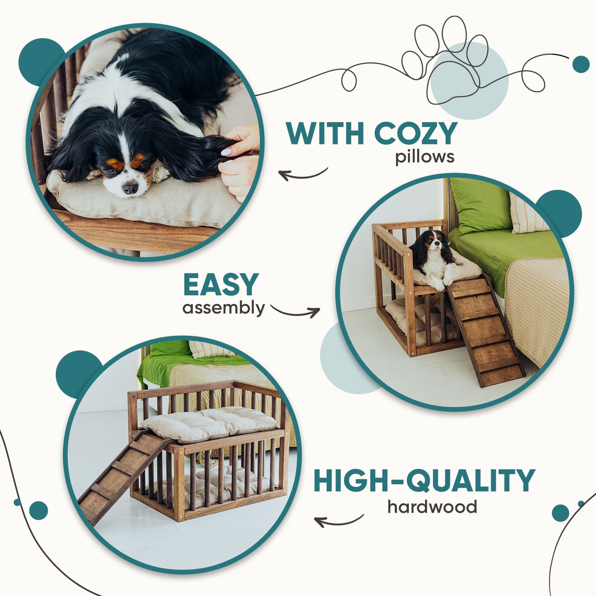 A dog bed platform, complete with a soft and cozy pillow for ultimate pet comfort.