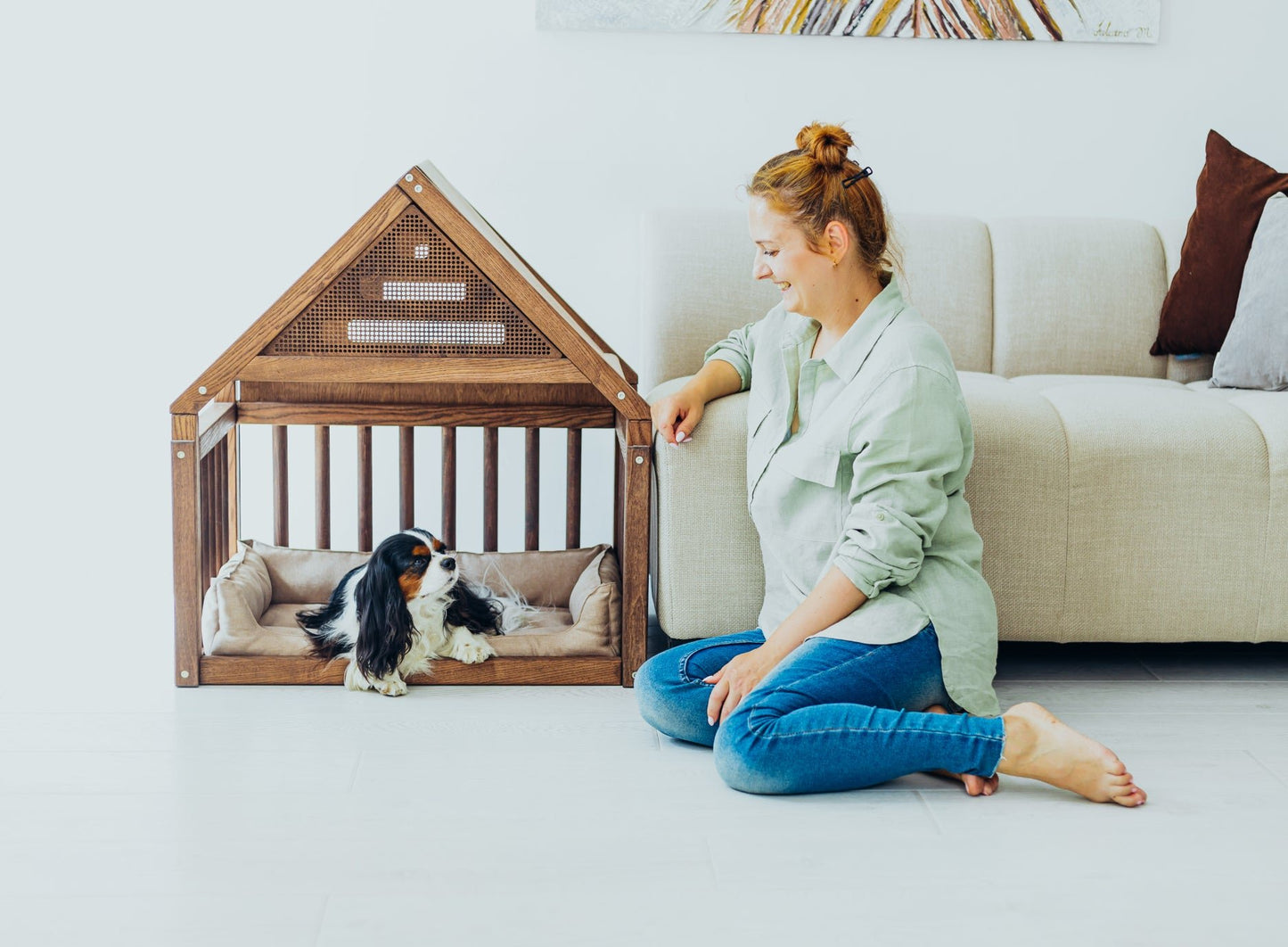 Wooden Dog Сage House  with Wardrobe